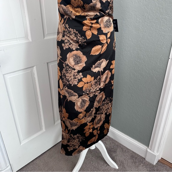 LULU’S FAVORITE ICON FLORAL SATIN COWL NECK SLIP MIDI DRESS - Picture 8 of 13